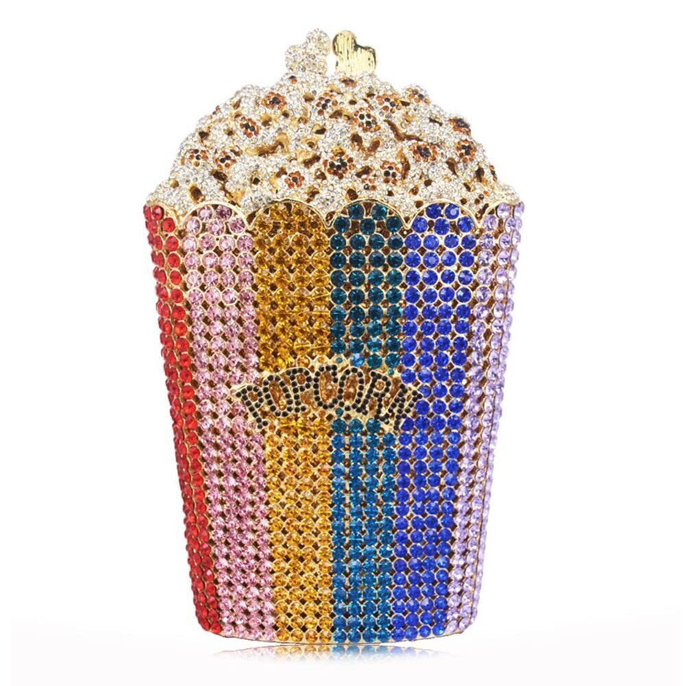 7278 Luxury Popcorn Rhinestone Evening Bag Funny Crystal Handbag Novelty